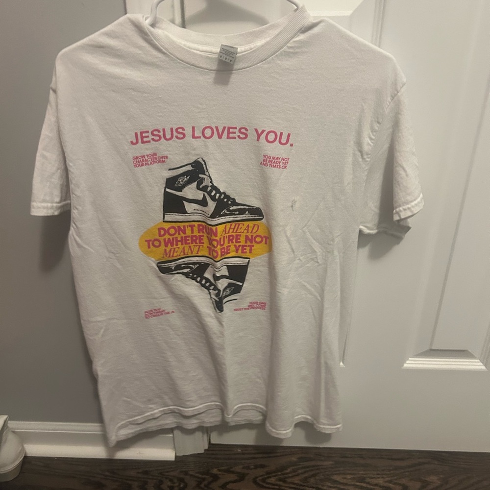 White Graphic T-Shirt with Inspirational Message